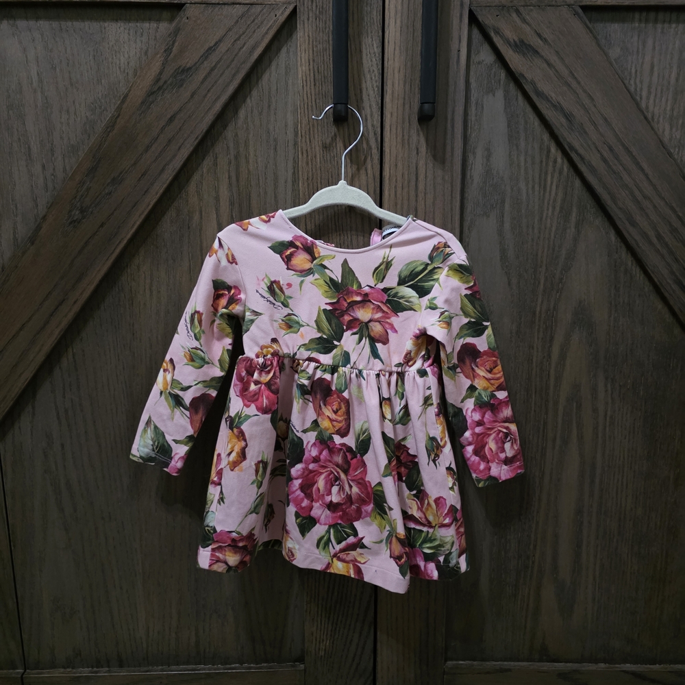 Dolce & Gabbana Pink Floral Baby Dress - Picture 1 of 6